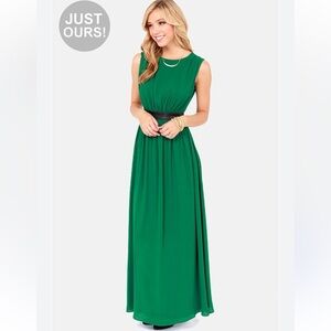 LULUS Exclusive Height of My Life Green Belted Maxi Dress Size Small
